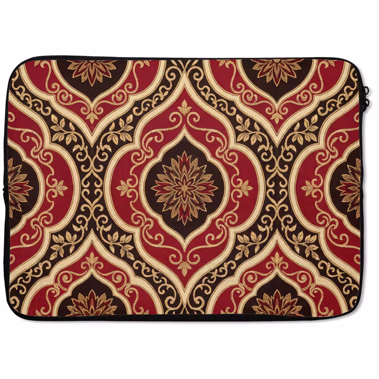 Laptophoes - Patroon - Ornament - Barok - Rood - Goud — 1
