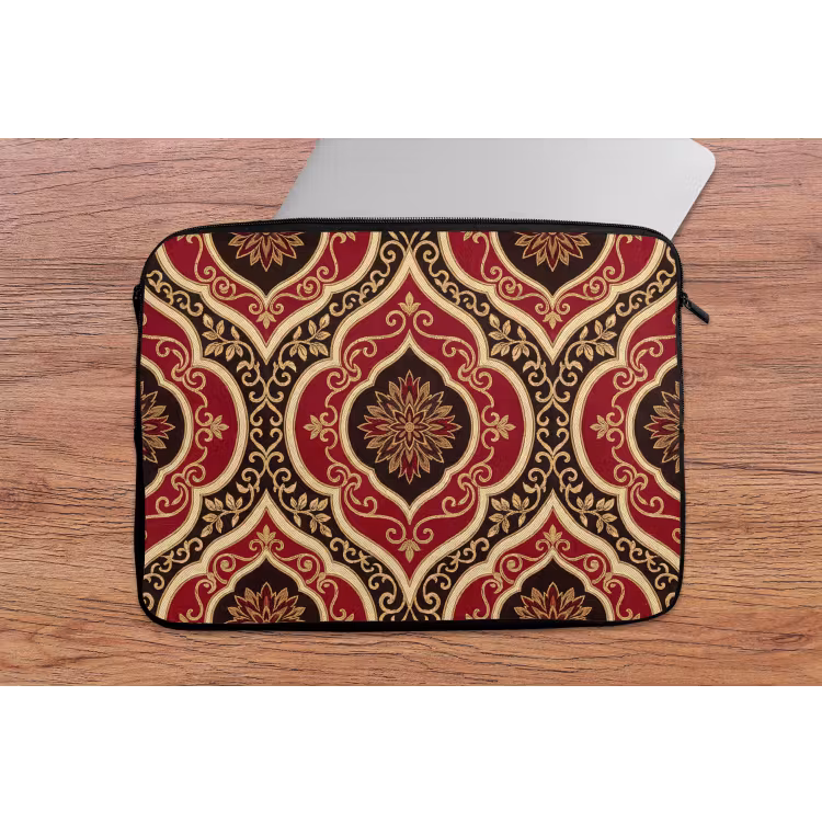 Laptophoes - Patroon - Ornament - Barok - Rood - Goud — 2
