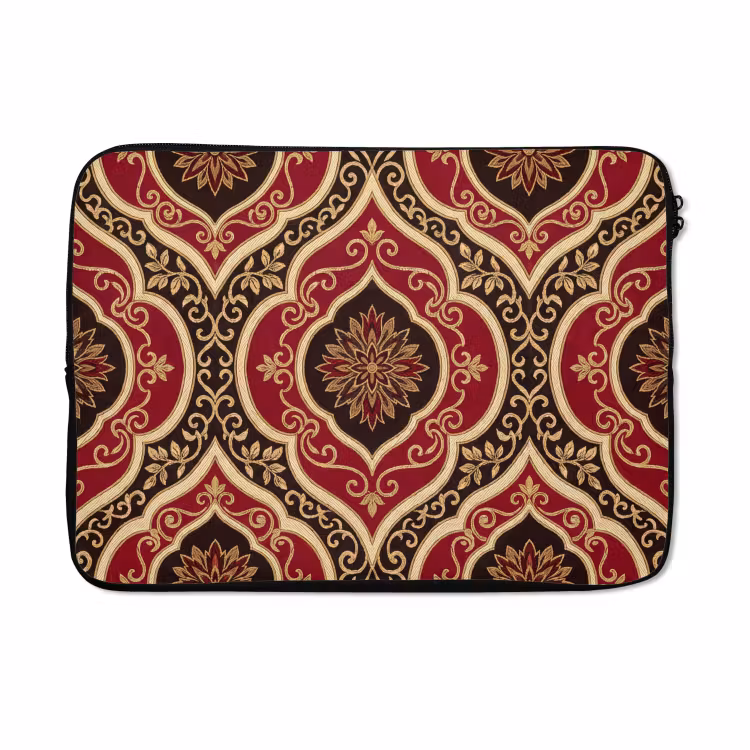 Laptophoes - Patroon - Ornament - Barok - Rood - Goud — 5