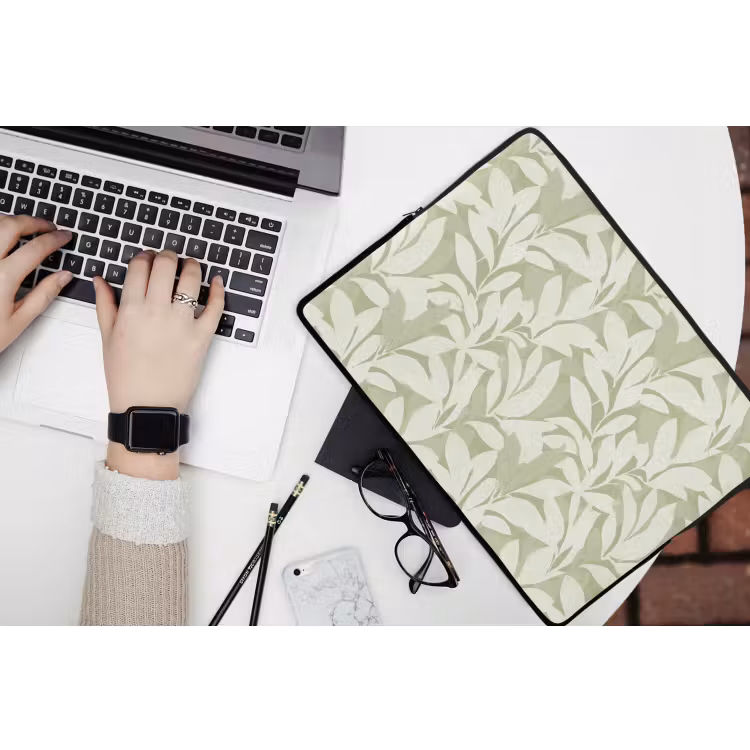Laptophoes - Saliegroen - Botanisch - Minimalistisch - Patroon — 3