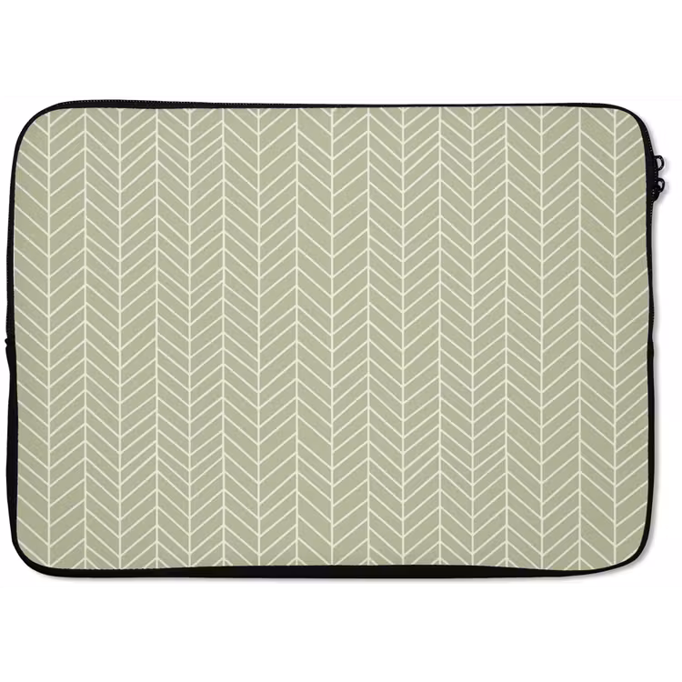 Laptophoes - Saliegroen - Visgraat - Geometrisch - Patroon — 1