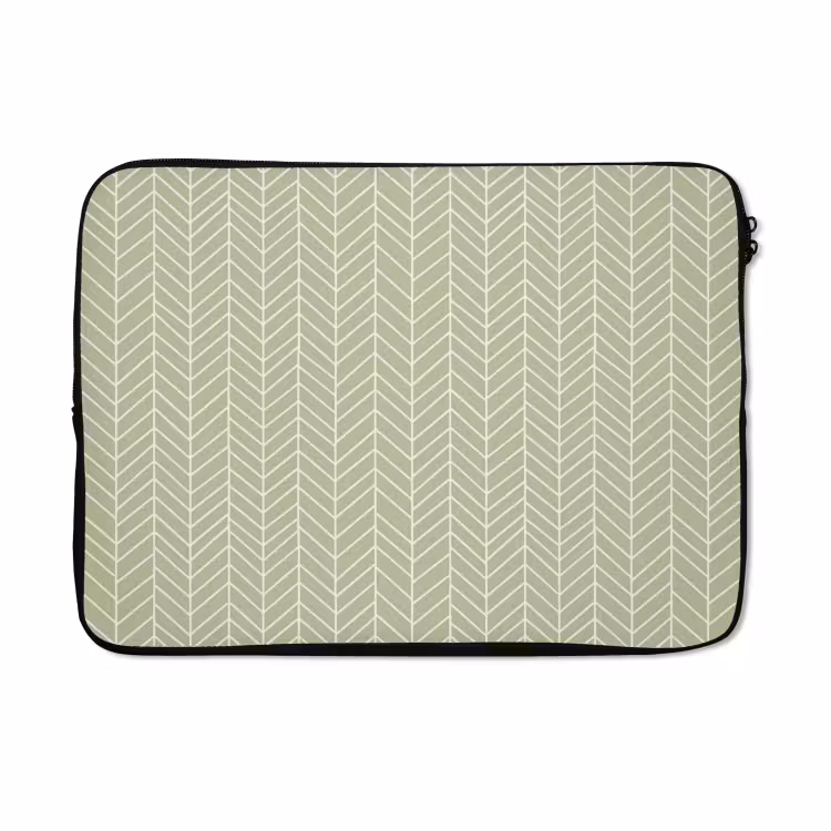 Laptophoes - Saliegroen - Visgraat - Geometrisch - Patroon — 5