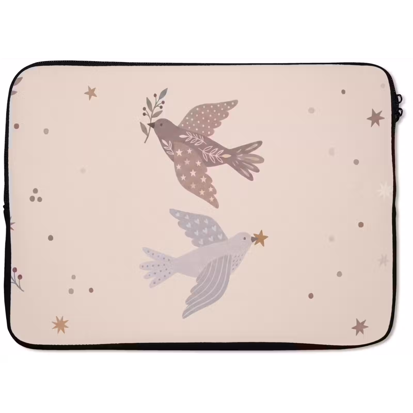 Laptophoes - Vogel - Bessen - Natuur - Modern - Beige — 1