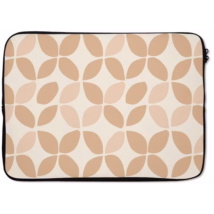 Laptophoes - Beige - Bladeren - Minimalistisch - Patroon — 1