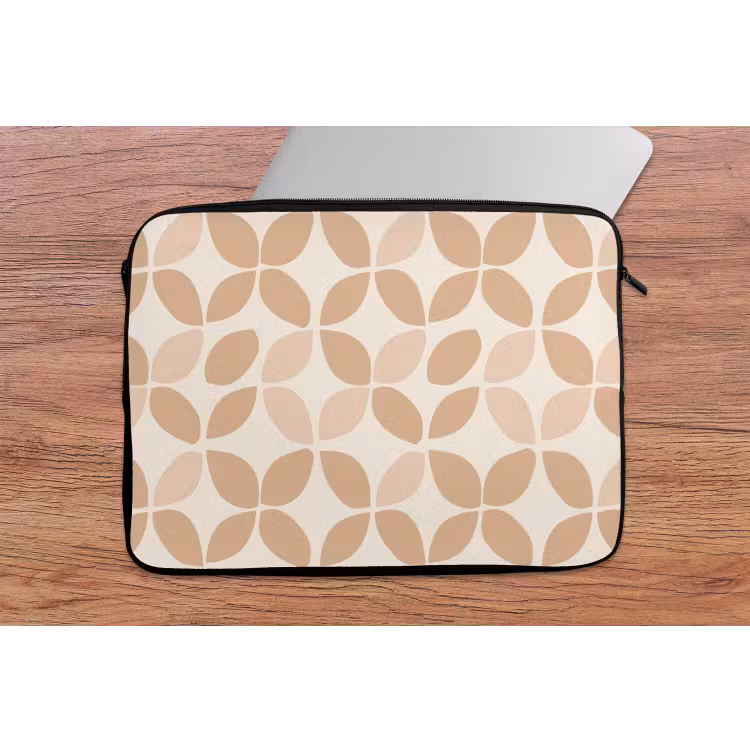 Laptophoes - Beige - Bladeren - Minimalistisch - Patroon — 2