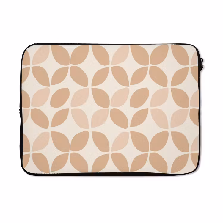 Laptophoes - Beige - Bladeren - Minimalistisch - Patroon — 5