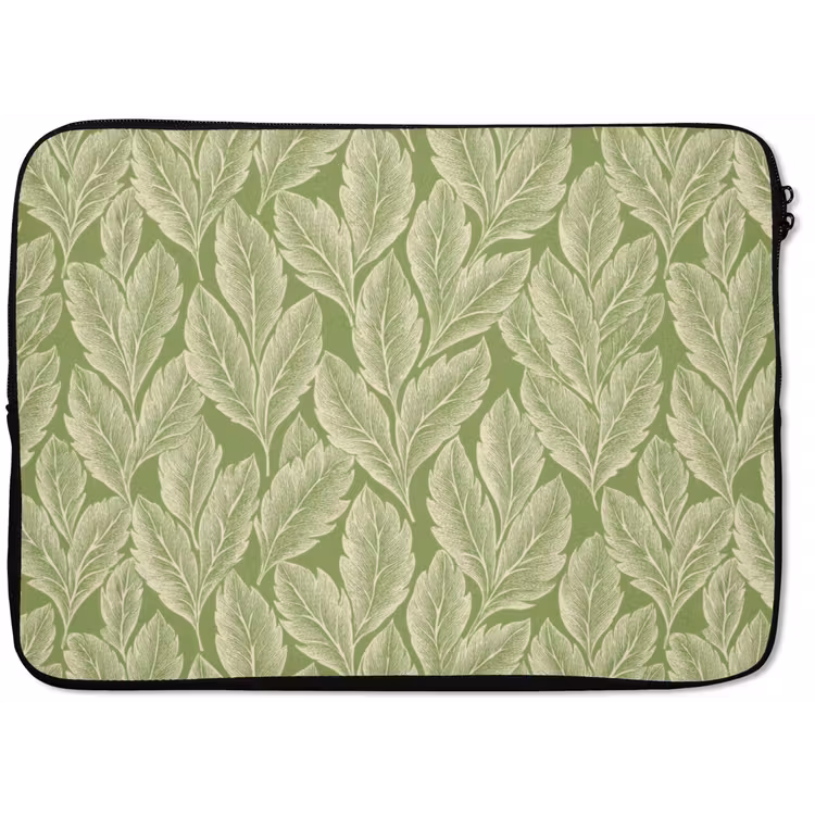 Laptophoes - Groen - Botanisch - Bladeren - Vintage - Patroon — 1
