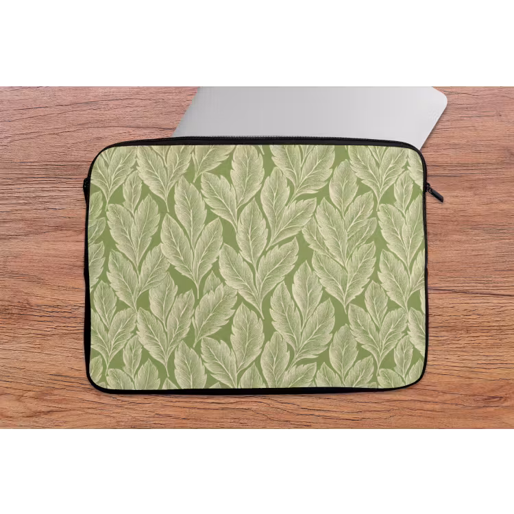Laptophoes - Groen - Botanisch - Bladeren - Vintage - Patroon — 2