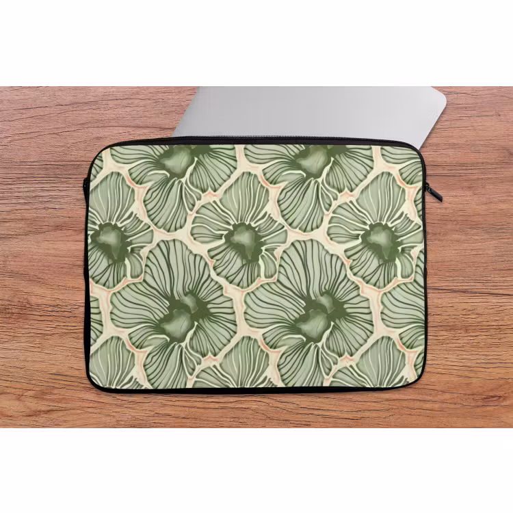 Laptophoes - Groen - Botanisch - Bloemen - Organisch - Patroon — 2