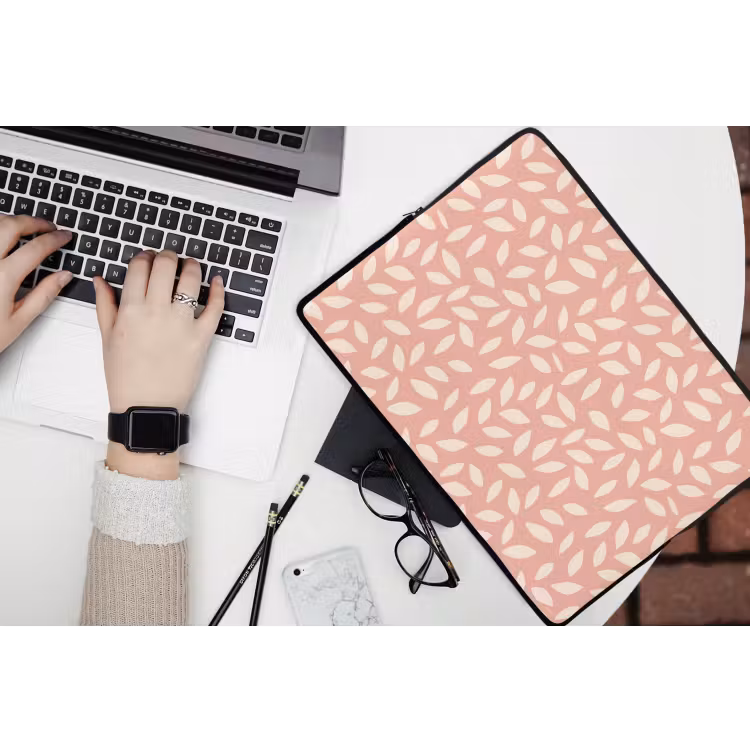 Laptophoes - Roze - Bladeren - Speels - Patroon — 3