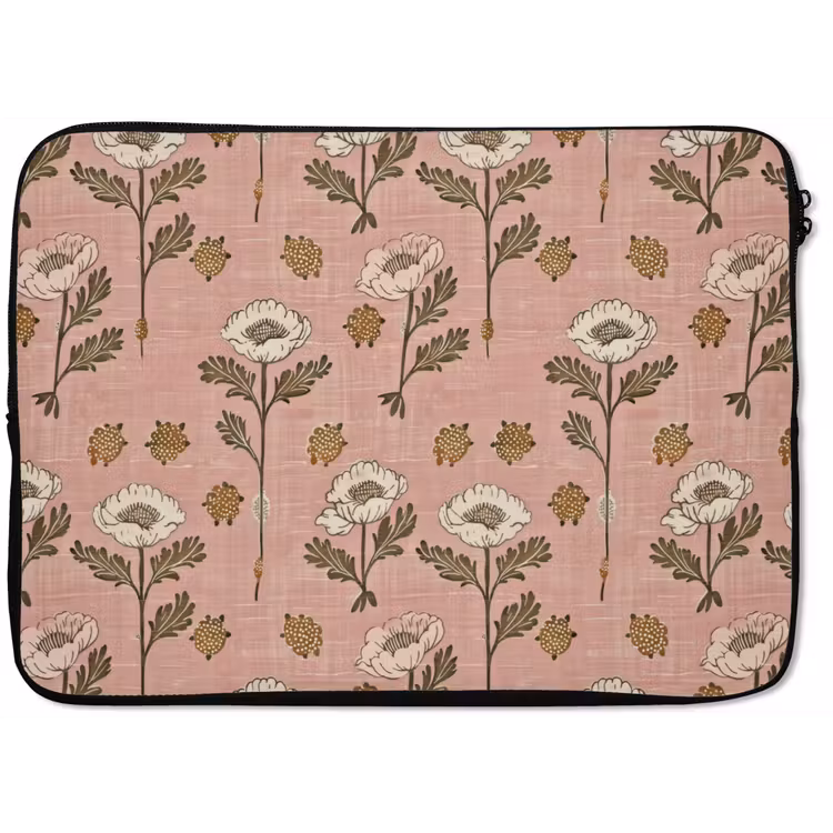 Laptophoes - Roze - Bloemen - Vintage - Textuur — 1