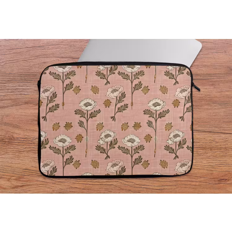 Laptophoes - Roze - Bloemen - Vintage - Textuur — 2