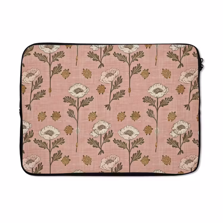 Laptophoes - Roze - Bloemen - Vintage - Textuur — 5