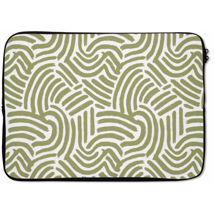 Laptophoes - Saliegroen - Abstract - Bogen - Handgetekend - Patroon — 1