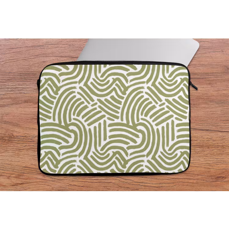 Laptophoes - Saliegroen - Abstract - Bogen - Handgetekend - Patroon — 2
