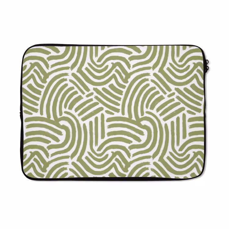 Laptophoes - Saliegroen - Abstract - Bogen - Handgetekend - Patroon — 5