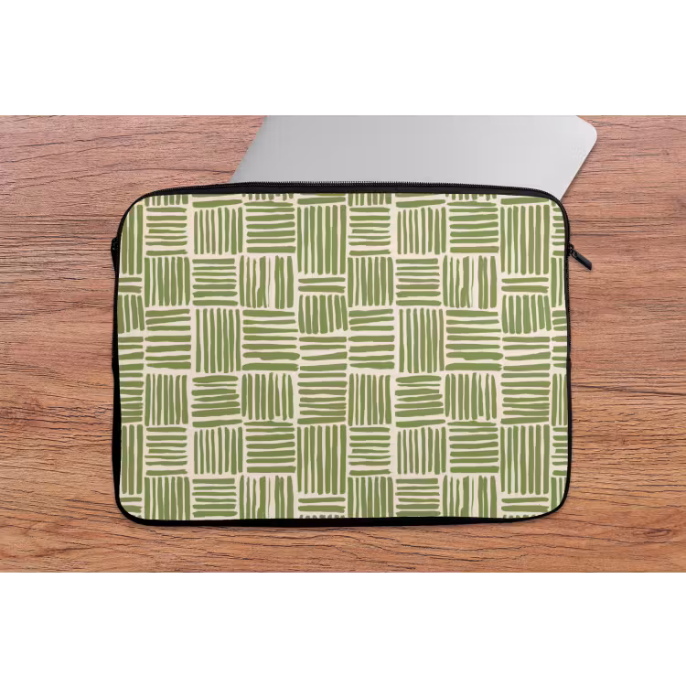 Laptophoes - Saliegroen - Blokken - Handgetekend - Patroon — 2