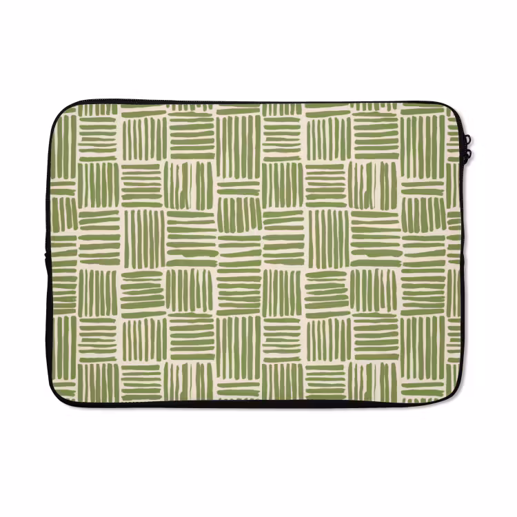 Laptophoes - Saliegroen - Blokken - Handgetekend - Patroon — 5