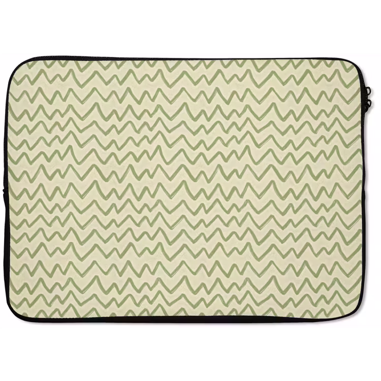 Laptophoes - Saliegroen - Zigzag - Handgetekend - Patroon — 1
