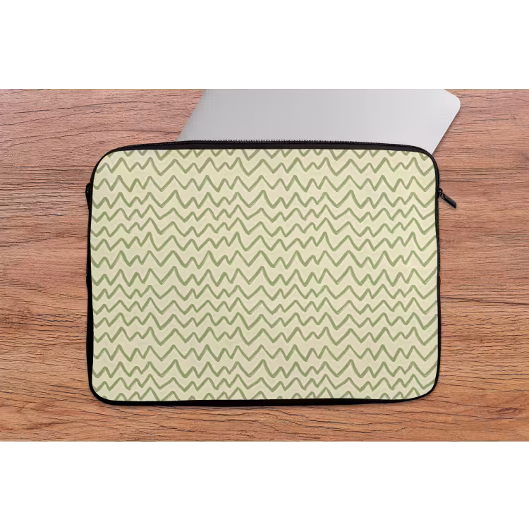 Laptophoes - Saliegroen - Zigzag - Handgetekend - Patroon — 2