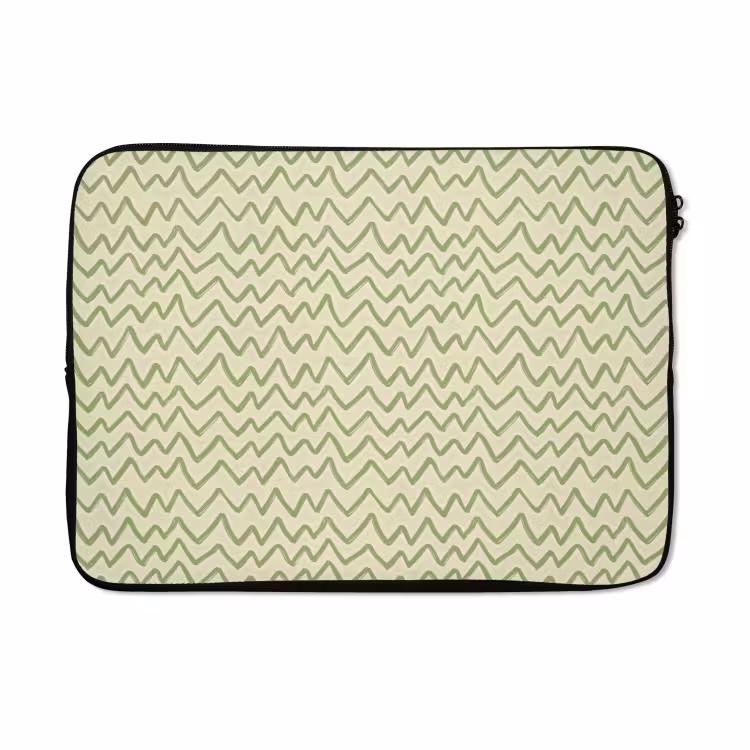 Laptophoes - Saliegroen - Zigzag - Handgetekend - Patroon — 5
