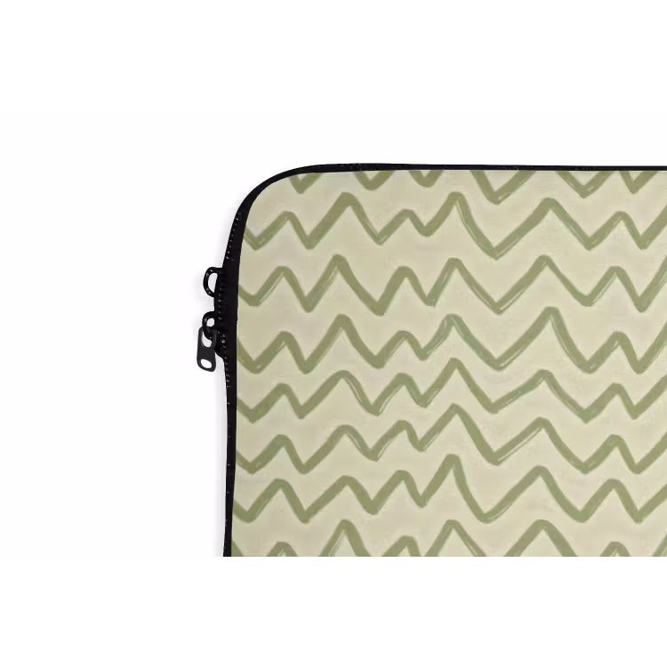Laptophoes - Saliegroen - Zigzag - Handgetekend - Patroon — 6