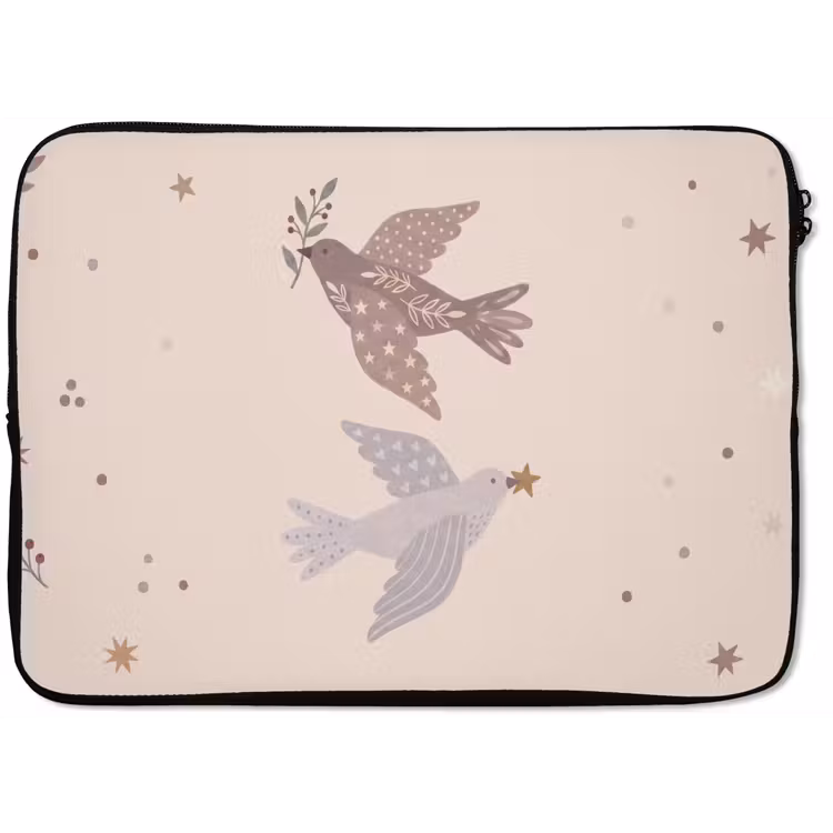 Laptophoes - Vogel - Bessen - Natuur - Modern - Beige — 1