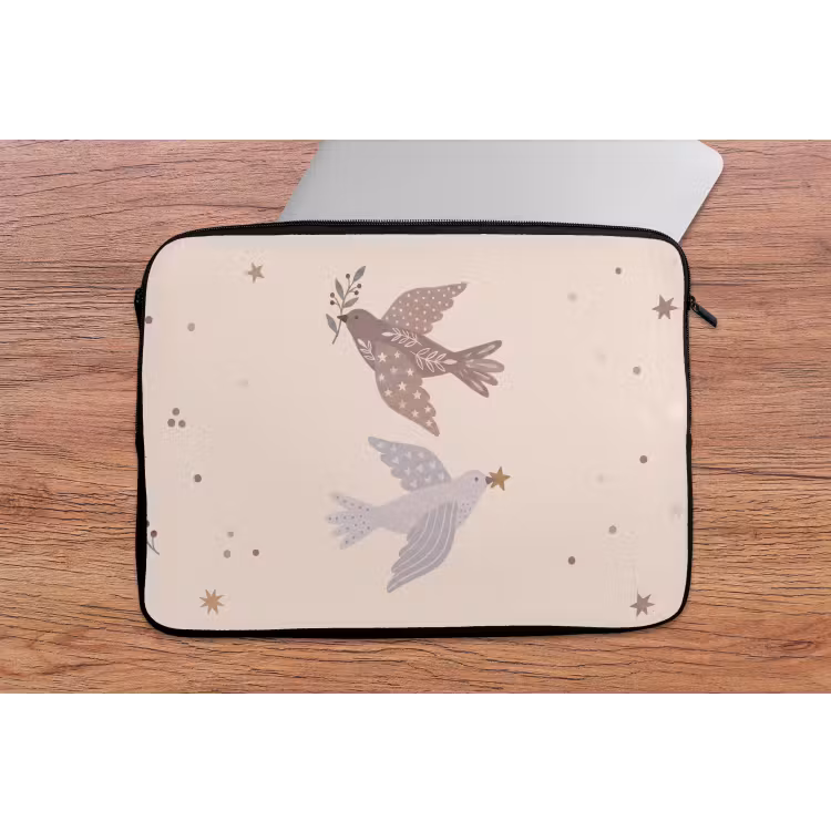 Laptophoes - Vogel - Bessen - Natuur - Modern - Beige — 2