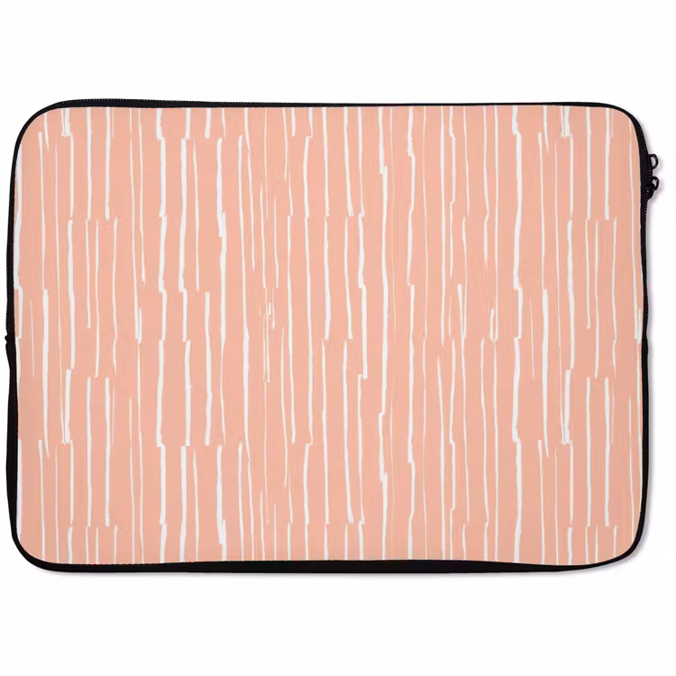 Laptophoes - Zalmroze - Strepen - Handgetekend - Patroon — 1