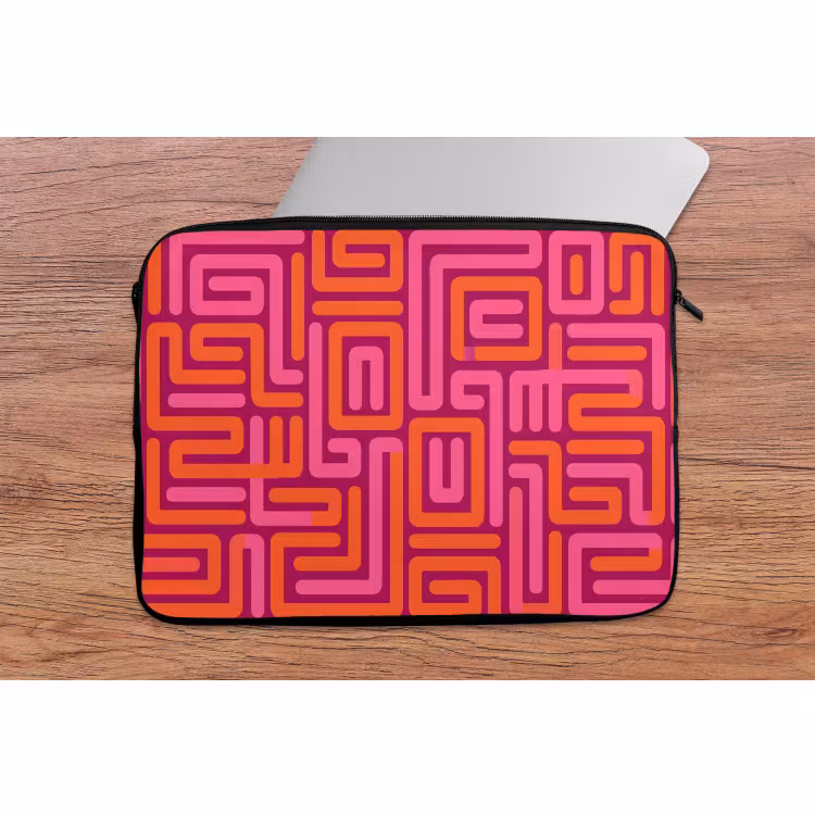 Laptophoes - Abstract - Patroon - Lijnen - Roze - Oranje — 2