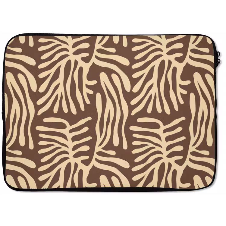 Laptophoes - Bruin - Koraal - Expressief - Patroon — 1