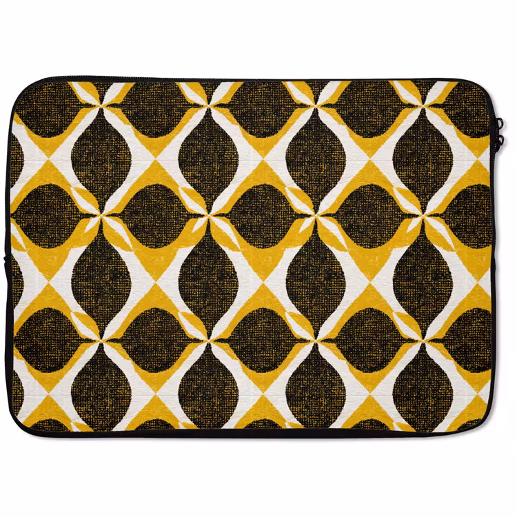 Laptophoes - Geel - Zwart - Geometrisch - Retro - Textuur — 1