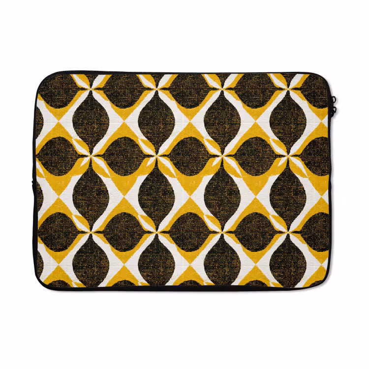Laptophoes - Geel - Zwart - Geometrisch - Retro - Textuur — 5