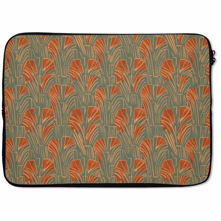 Laptophoes - Groen - Terracotta - Deco - Waaiers — 1