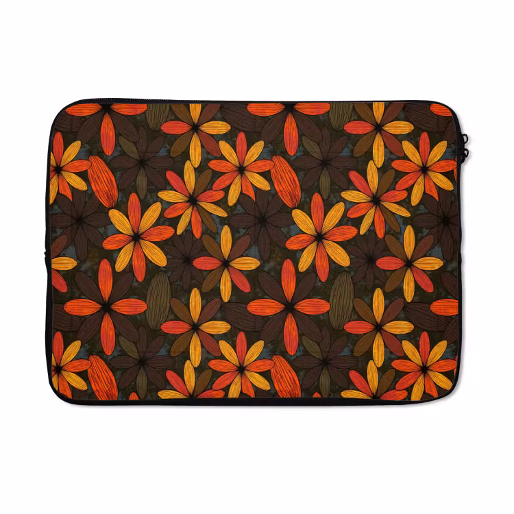 Laptophoes - Oranje - Retro - Bloemen - Herfst — 5