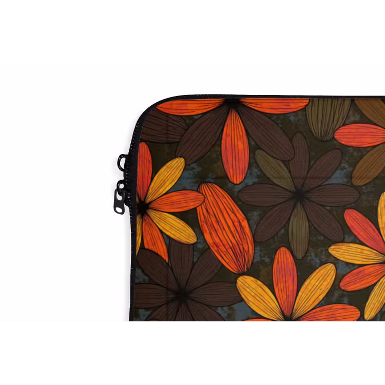 Laptophoes - Oranje - Retro - Bloemen - Herfst — 6
