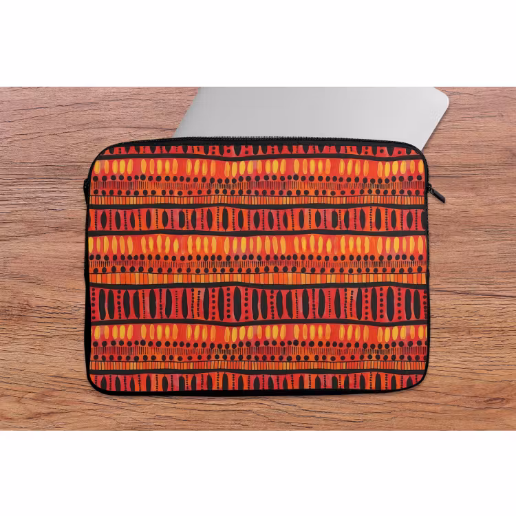 Laptophoes - Rood - Oranje - Etnisch - Expressief - Patroon — 2
