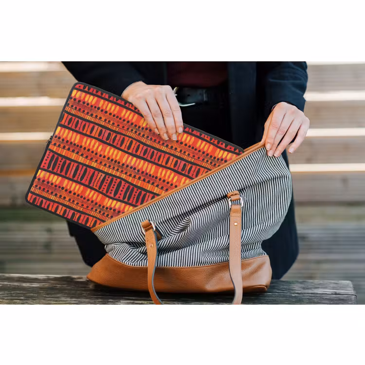 Laptophoes - Rood - Oranje - Etnisch - Expressief - Patroon — 4