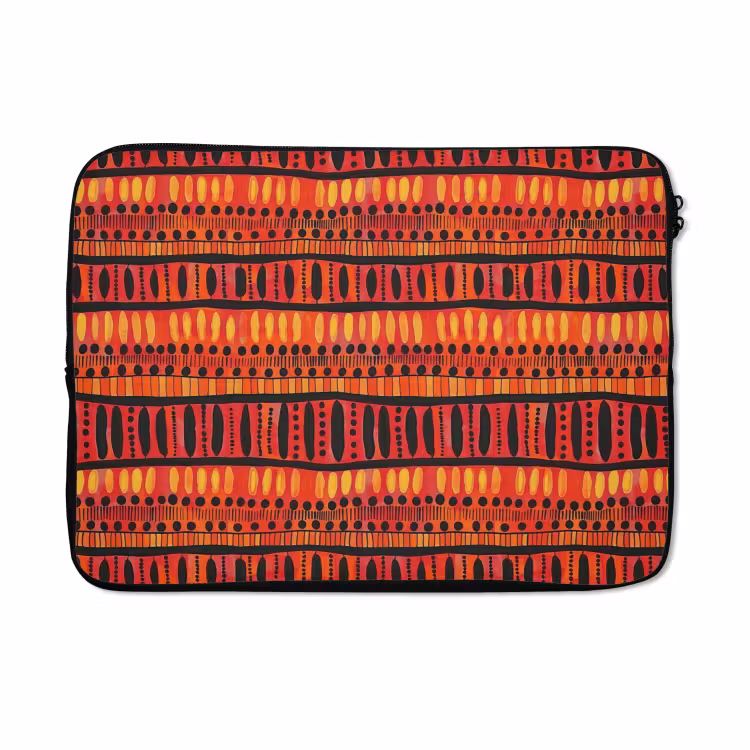 Laptophoes - Rood - Oranje - Etnisch - Expressief - Patroon — 5