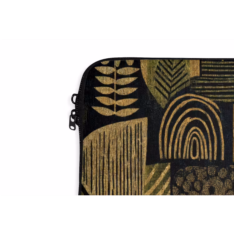 Laptophoes - Zwart - Okergeel - Botanisch - Textuur — 6