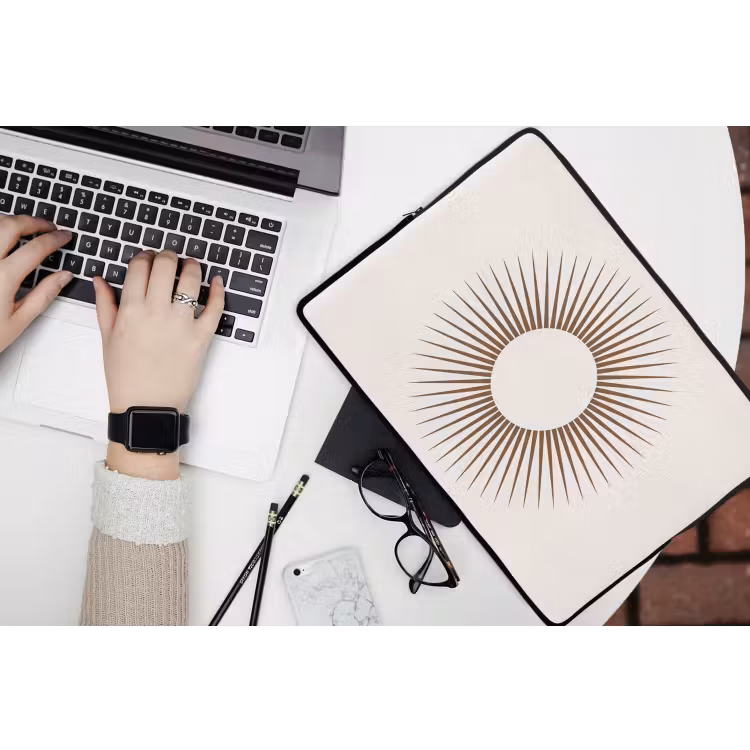 Laptophoes - Abstract - Zon - Symbool - Modern - Beige — 3