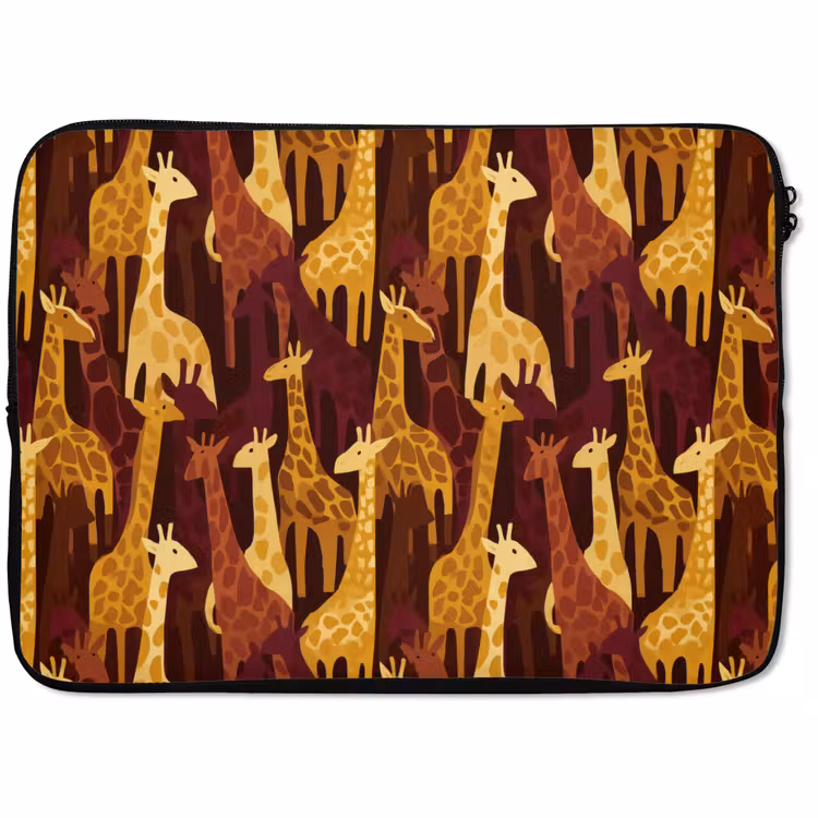 Laptophoes - Bruin - Giraffen - Safari - Patroon — 1