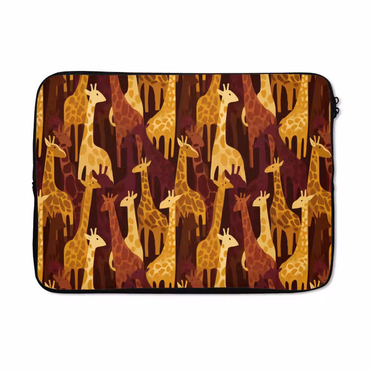 Laptophoes - Bruin - Giraffen - Safari - Patroon — 5