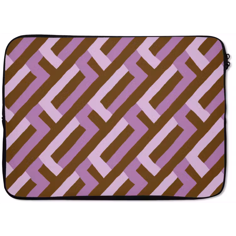 Laptophoes - Bruin - Roze - Geometrisch - Meander - Patroon — 1