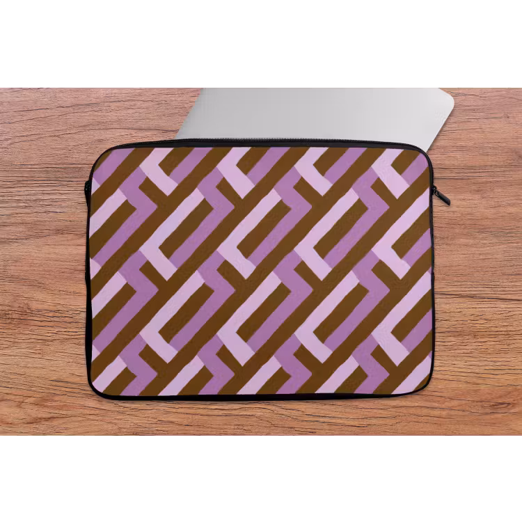 Laptophoes - Bruin - Roze - Geometrisch - Meander - Patroon — 2