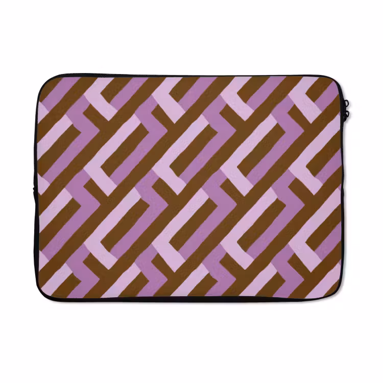Laptophoes - Bruin - Roze - Geometrisch - Meander - Patroon — 5