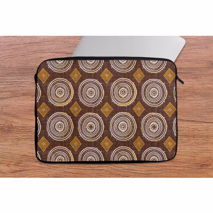Laptophoes - Chocoladebruin - Etnisch - Tribaal - Cirkels - Patroon — 2