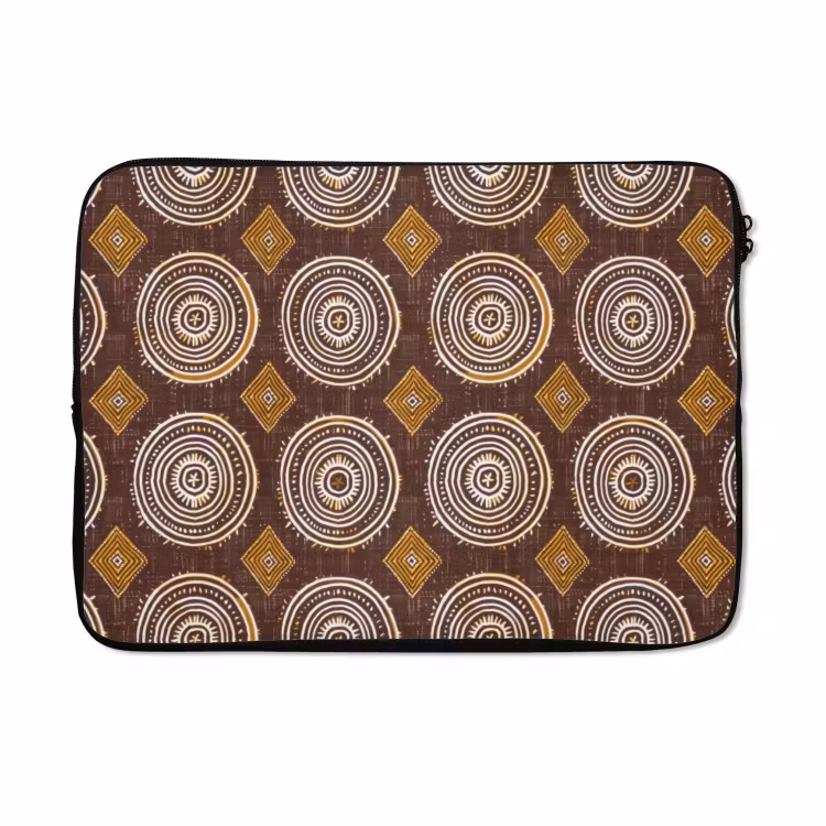 Laptophoes - Chocoladebruin - Etnisch - Tribaal - Cirkels - Patroon — 5