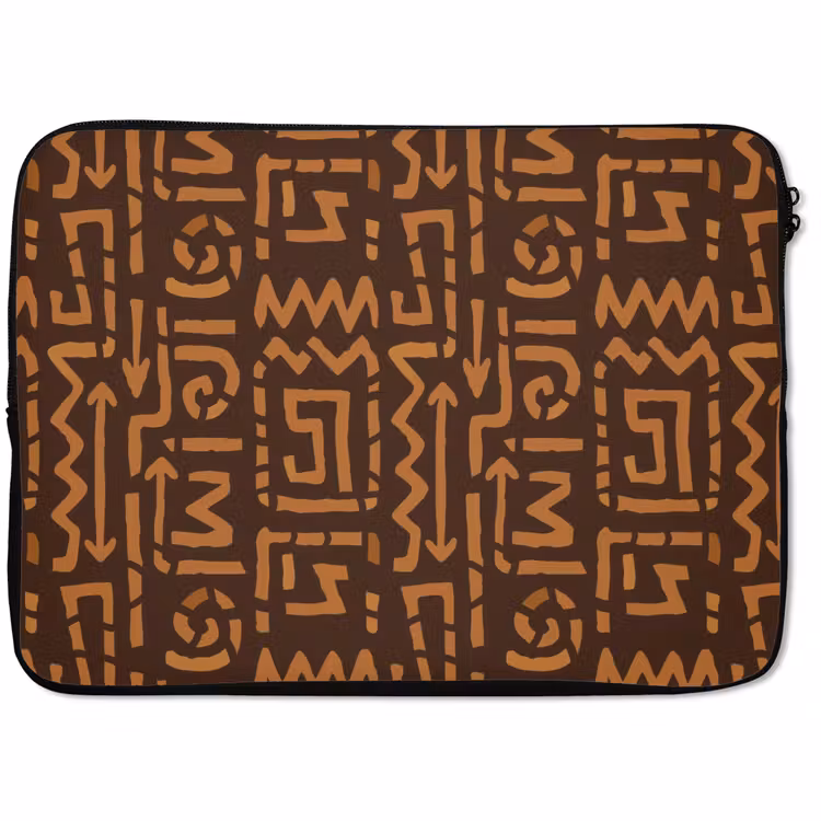 Laptophoes - Chocoladebruin - Etnisch - Tribaal - Symbolen — 1
