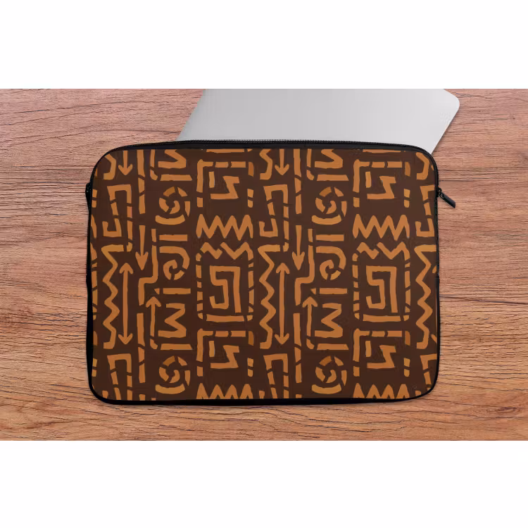 Laptophoes - Chocoladebruin - Etnisch - Tribaal - Symbolen — 2